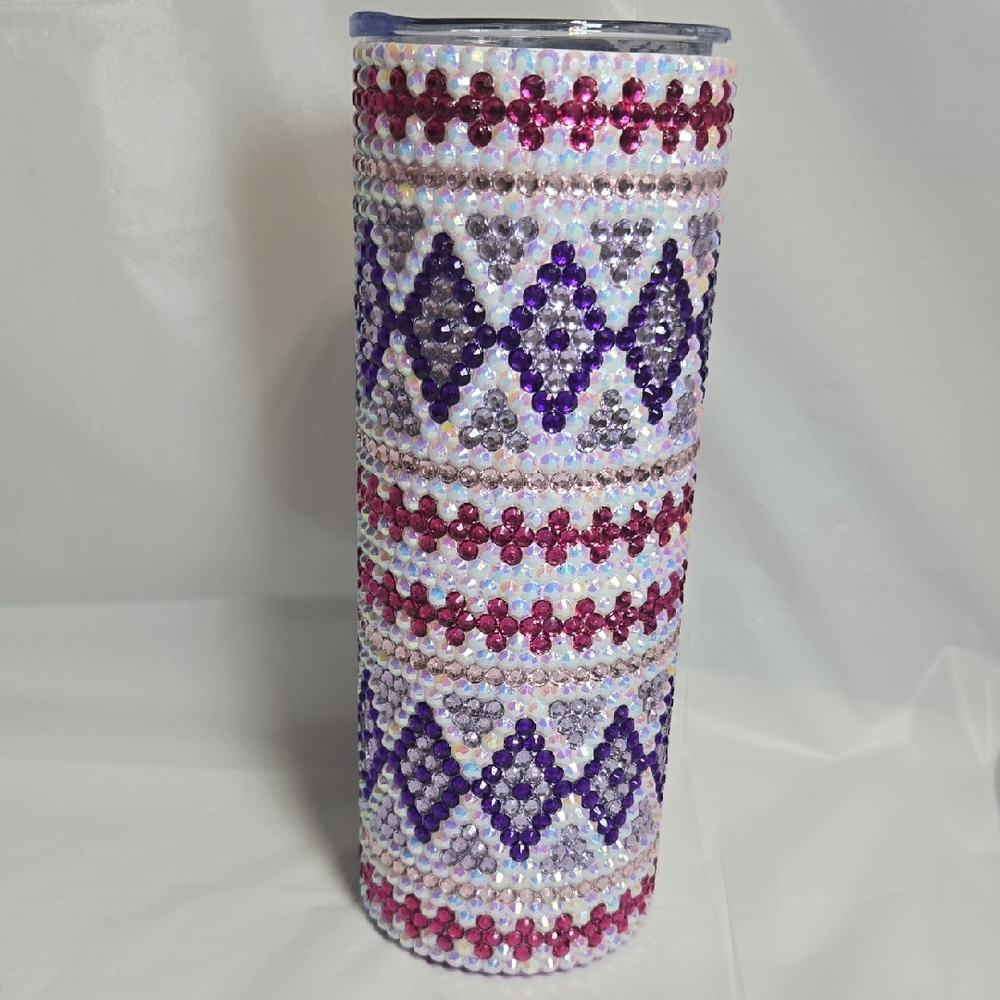 20oz Elegant  Rhinestone Tumbler - Purple and Pink